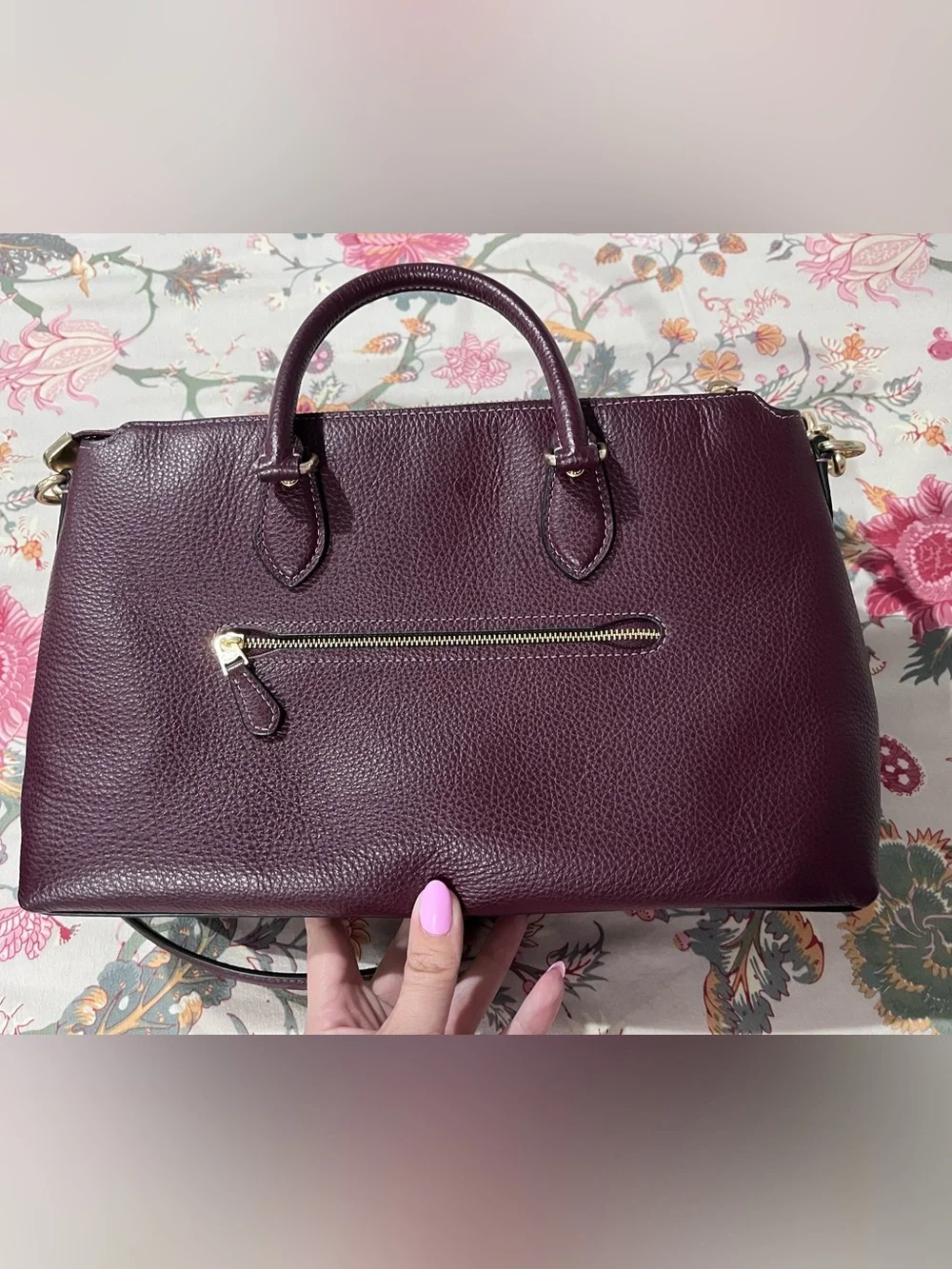 COACH Georgia Pebbled Leather Satchel in Merlot - Picture 5 of 6